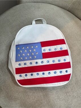 Kids White Backpack with American Flag Design